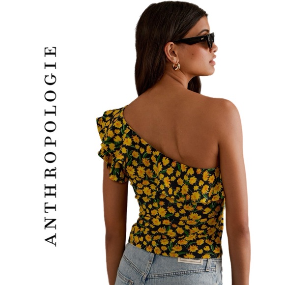Anthropologie Maeve One-Shoulder Ruffled Top - Picture 3 of 16